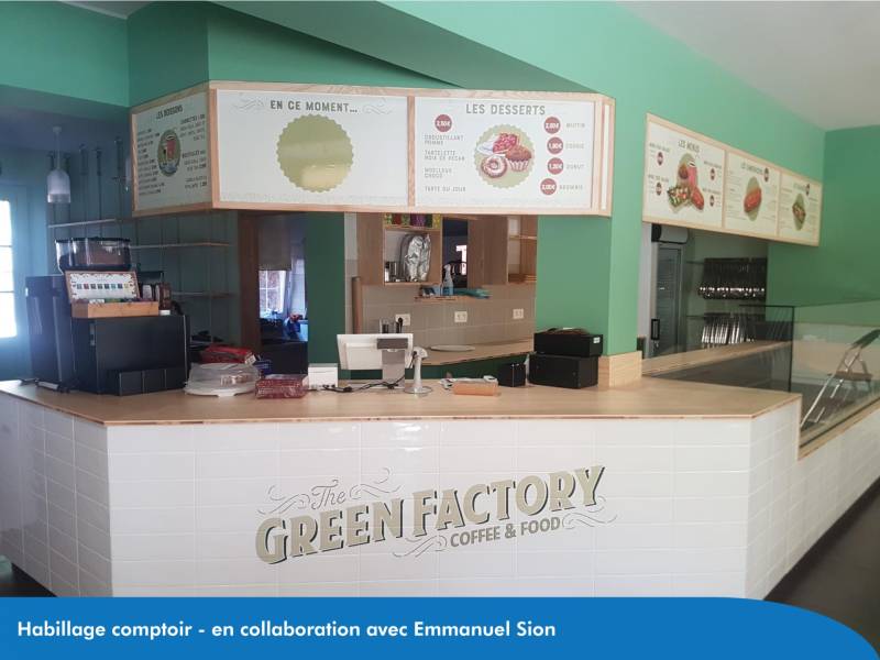 Revêtement de comptoir et panneaux d'affichage pour un commerce à Strasbourg en Alsace
